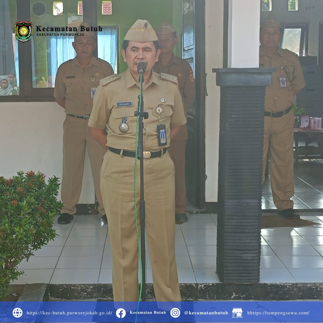 Kegiatan Apel di Kecamatan Butuh, Kabupaten Purworejo: Pimpinan Apel Ajak Peserta Tingkatkan Kinerja