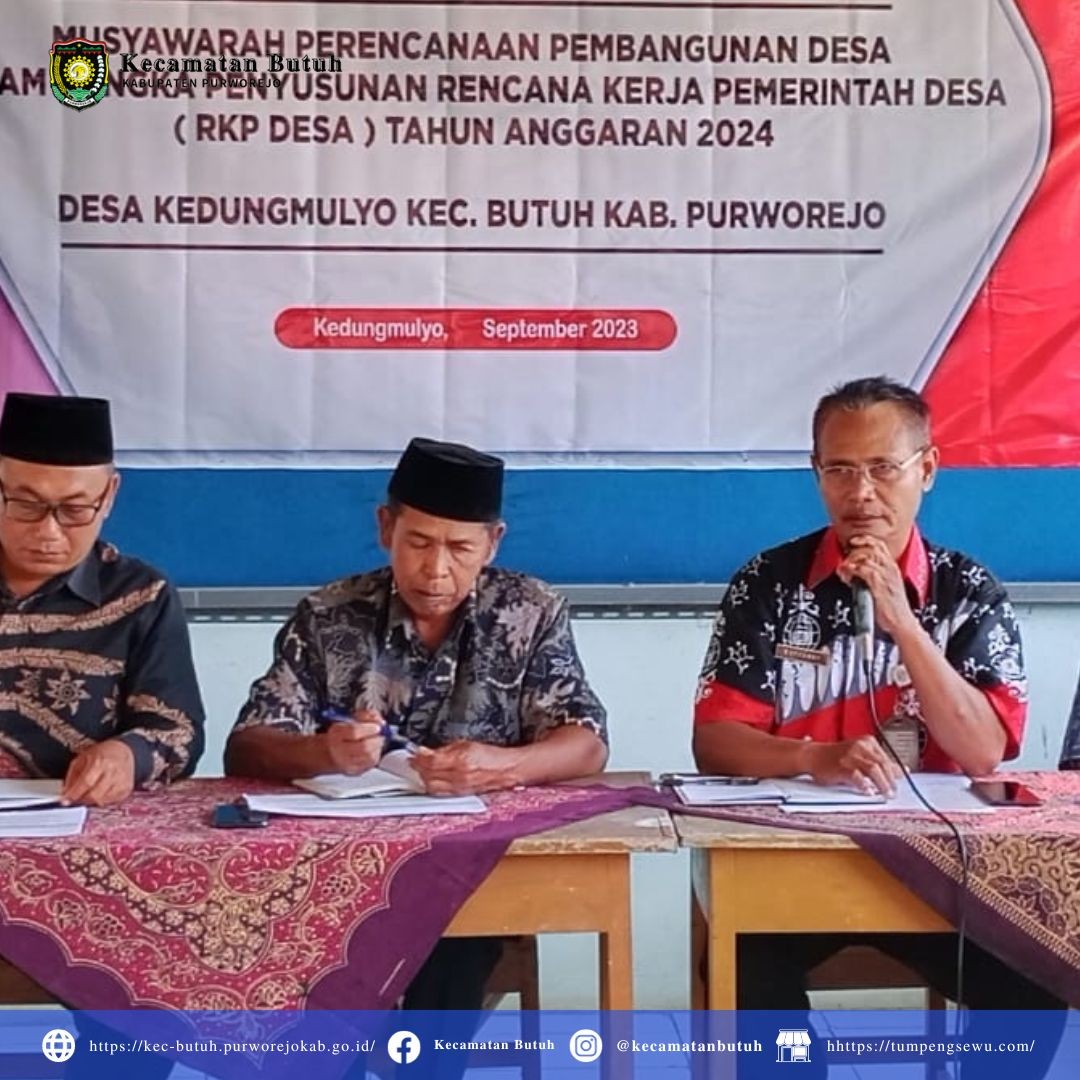 Kasi Pemberdayaan Kecamatan Butuh Rochmad Effendy, S.Sos Mewakili Camat dalam Musrenbang Desa Kedungmulyo