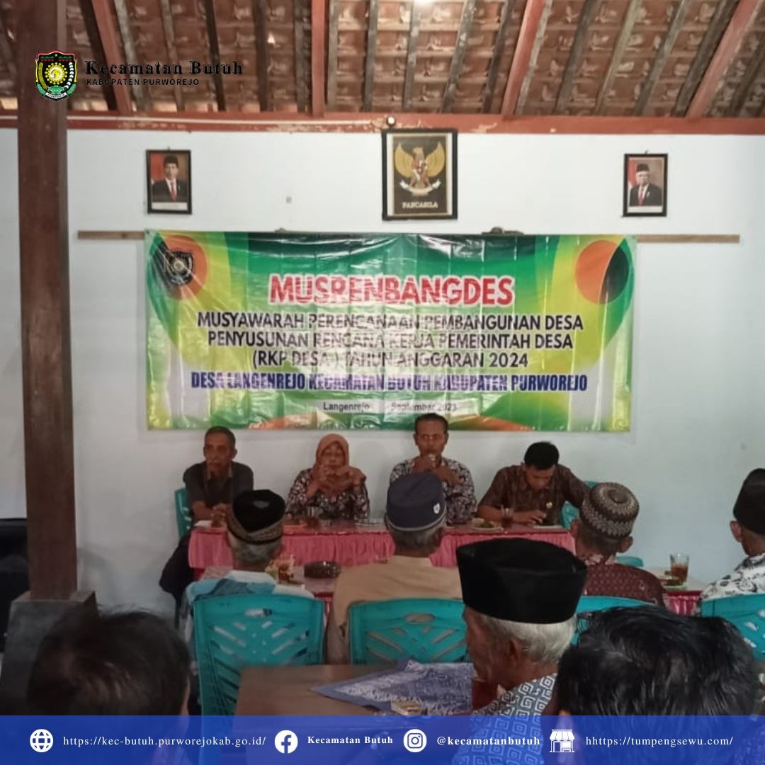 Sambutan Ketua Tim Monitoring, Bapak Rochmad Effendy, S.Sos, Kasi Pemberdayaan Kecamatan Butuh, dalam Musrenbang RKP Desa TA 2024 Desa Langenrejo Kecamatan Butuh