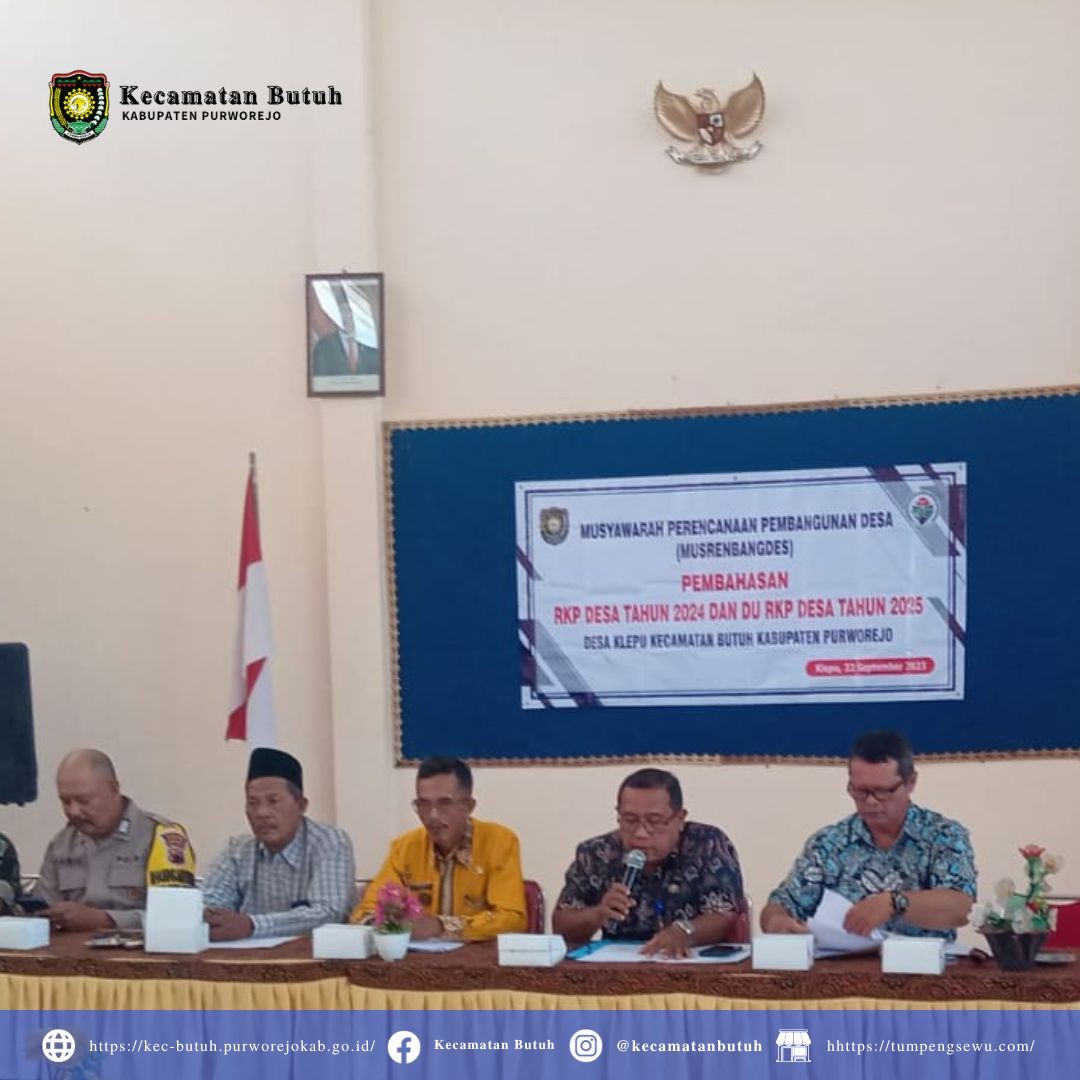  Sambutan Ketua Tim III Bpk. Muchamad Nur dalam Monitoring Musrenbangdes Desa Klepu, Kecamatan Butuh pada Tanggal 22 September 2023