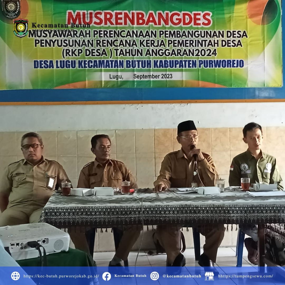 Sambutan Kasi Pemberdayaan Kecamatan Butuh  dalam Musrenbang RKPDes 2024 Desa Lugu