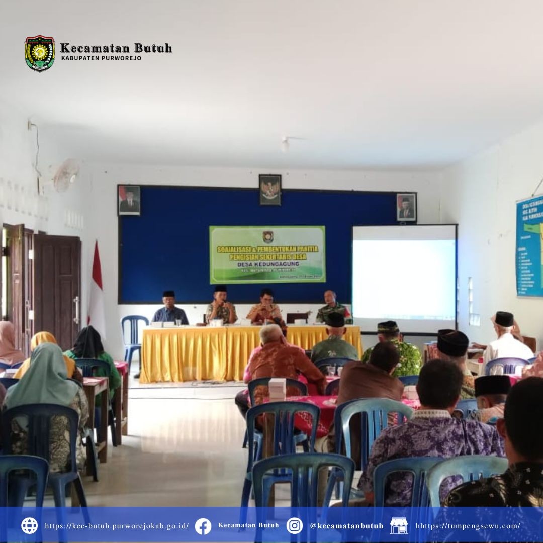 27 Oktober 2023- Camat Kecamatan Butuh Kusairi, AP, M.M Sosialisasi Pengangkatan Perangkat Desa Kedungagung